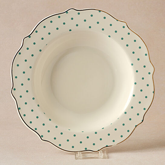 Karaca New Romantic Puantiyeli Çukur Tabak 24 cm Yeşil