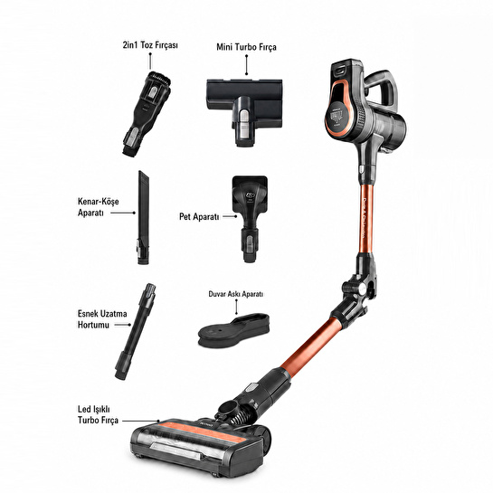 Karaca Vantuz Power Up Pro Dikey Süpürge Black Copper