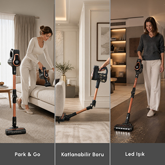 Karaca Vantuz Power Up Pro Dikey Süpürge Black Copper