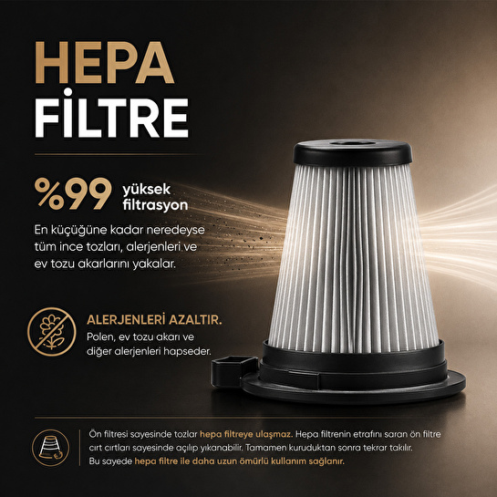 Karaca Vantuz Power Up Pro Dikey Süpürge Black Copper