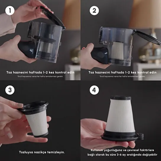 Karaca Vantuz Power Up Pro Dikey Süpürge Black Chrome