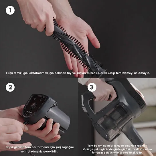 Karaca Vantuz Power Up Pro Dikey Süpürge Black Chrome