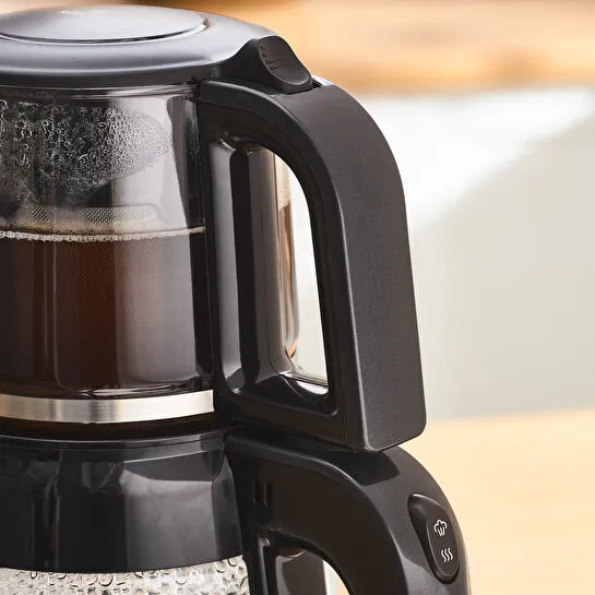 Karaca Glass Tea XL 2 in 1 Cam Çay Makinesi Shiny Black