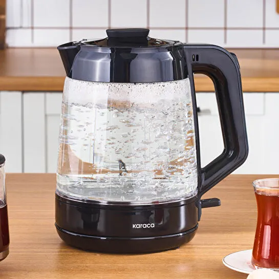 Karaca Glass Tea XL 2 in 1 Cam Çay Makinesi Shiny Black