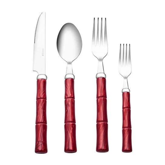Karaca Ember Kırmızı 6 Kişilik 24 Parça Çatal Kaşık Bıçak Seti 