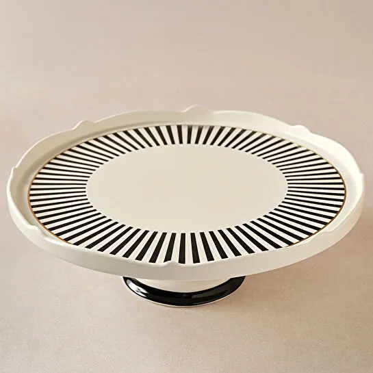 Karaca New Romantic İnce Çizgili Kek Standı 30 Cm Siyah 