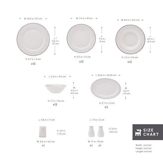 Karaca Elegance Bone Lexi 53 Parça 12 Kişilik Yemek Takımı Platin