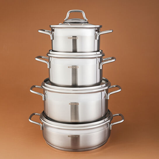 Karaca Belen İndüksiyon Tabanlı 8 Parça Çelik Tencere Seti