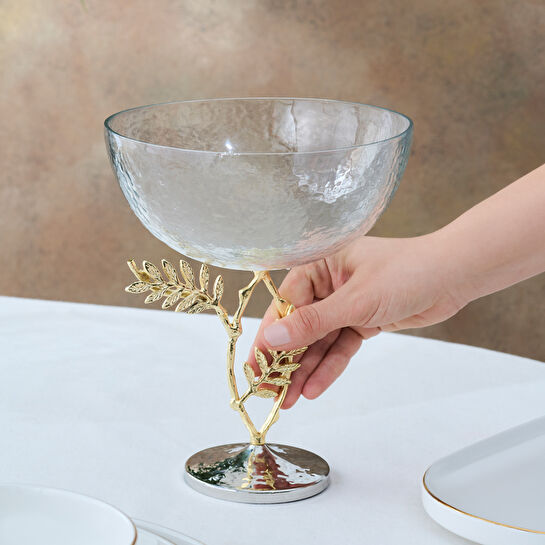 Karaca Home New Year Yılbaşı Carmenta Ayaklı Cam Kase 21x18 cm