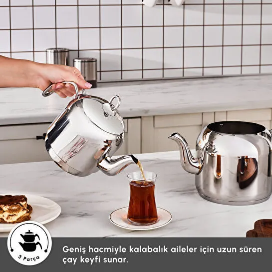 Karaca Deren Devrilmez İndüksiyon Tabanlı Maxi Boy Çaydanlık Takımı