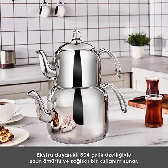Karaca Deren Devrilmez İndüksiyon Tabanlı Maxi Boy Çaydanlık Takımı