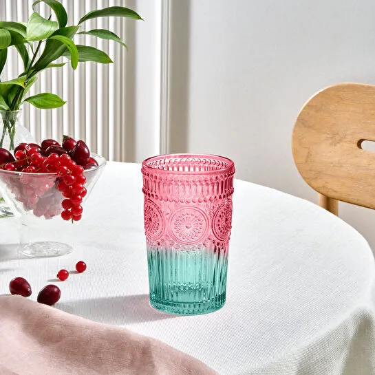 Karaca Sunflower Meşrubat Bardağı Kırmızı Yeşil 330 Ml