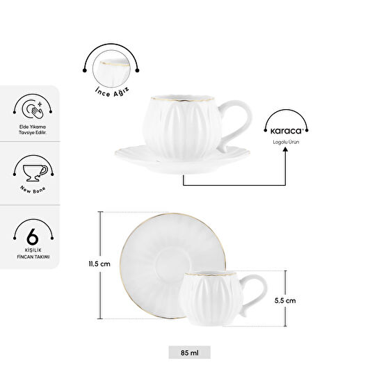 Karaca Eylül 6 Kişilik Kahve Fincanı 85 Ml