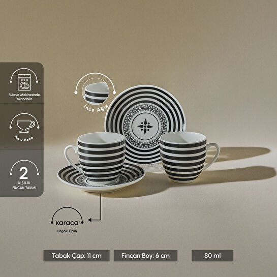 Karaca Yaren 2 Kişilik Kahve Fincan Takımı 80 ml