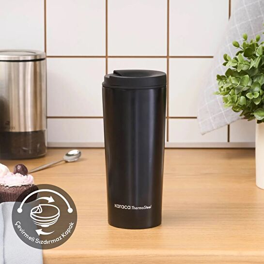 Karaca New Year Yılbaşı Sheeny Çelik Sızdırmaz Termos Siyah 450 ml