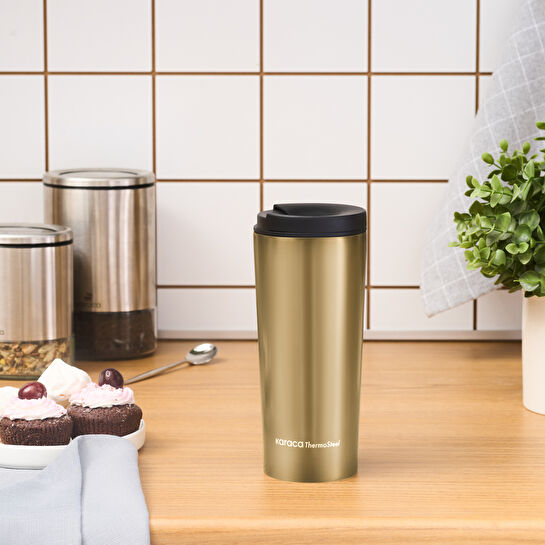 Karaca New Year Yılbaşı Sheeny Çelik Sızdırmaz Termos Gold 450 ml