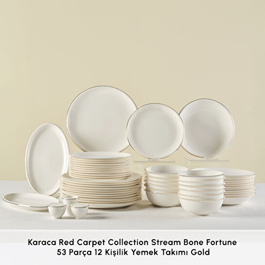 Karaca Red Carpet Collection Stream Bone Fortune 53 Parça 12 Kişilik Yemek Takımı Gold