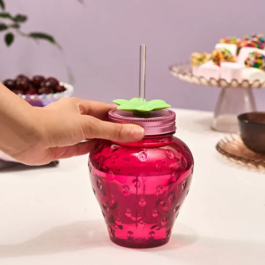 Karaca Çilek Transparent Pipetli Su Şişesi 750 Ml