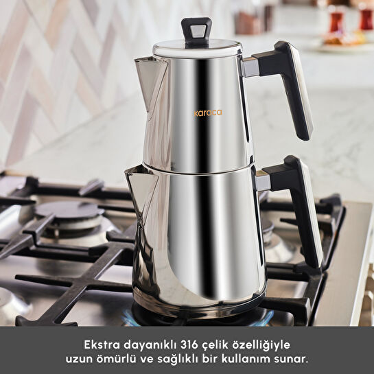 Karaca Powersteel Pro 316+ Space Midi Çelik İndüksiyon Tabanlı Çaydanlık Takımı