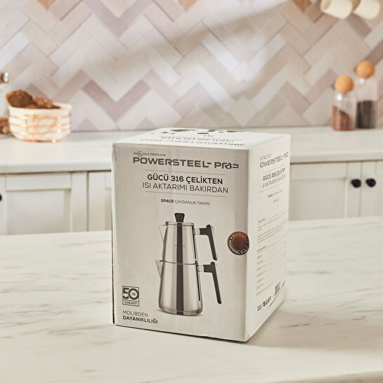 Karaca Powersteel Pro 316+ Space Midi Çelik İndüksiyon Tabanlı Çaydanlık Takımı
