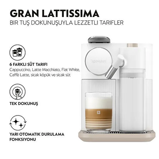 Nespresso F541 Gran Latissima Süt Çözümlü Kahve Makinesi Beyaz