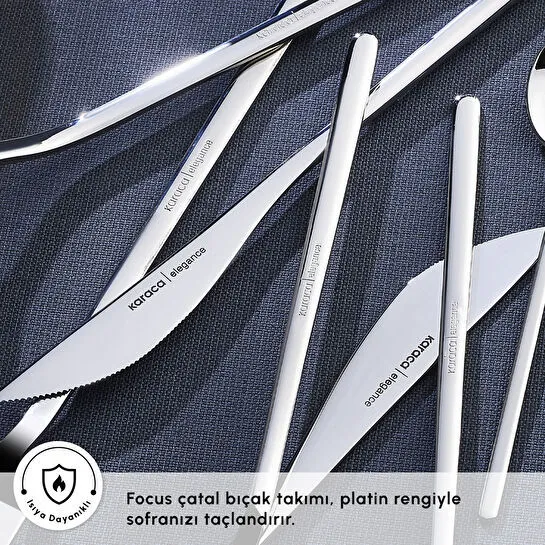 Karaca Elegance Focus Platin 12 Kişilik 84 Parça Çatal Kaşık Bıçak Takımı