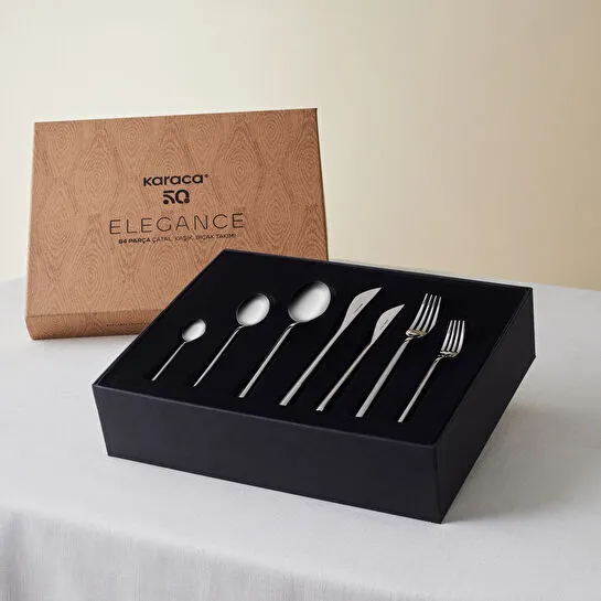 Karaca Elegance Focus Platin 12 Kişilik 84 Parça Çatal Kaşık Bıçak Takımı