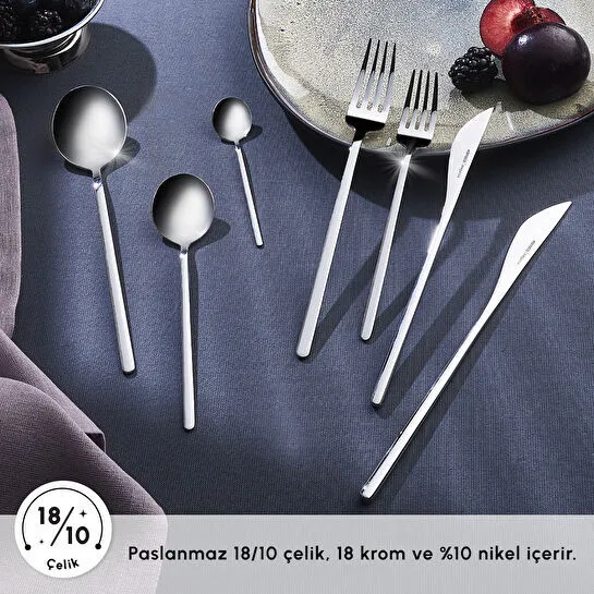 Karaca Elegance Focus Platin 12 Kişilik 84 Parça Çatal Kaşık Bıçak Takımı