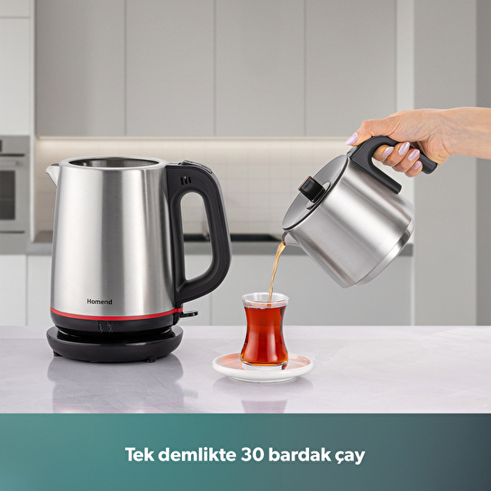 Homend Royaltea 1711h Çelik Çay Makinesi Inox Siyah