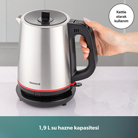 Homend Royaltea 1711h Çelik Çay Makinesi Inox Siyah