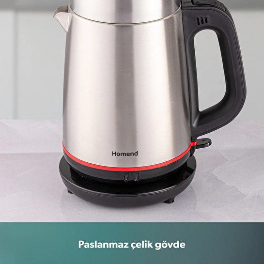 Homend Royaltea 1711h Çelik Çay Makinesi Inox Siyah