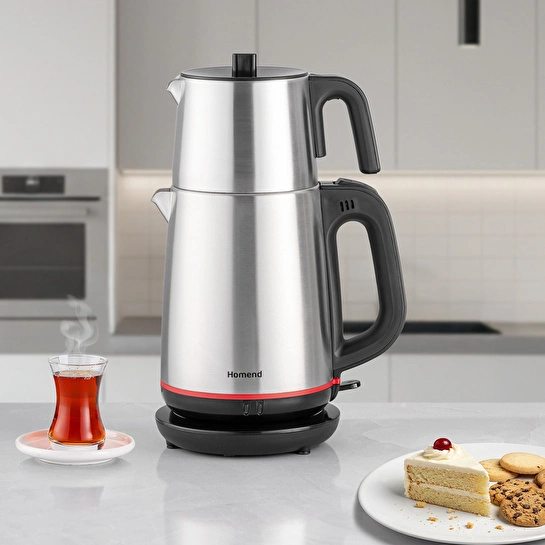 Homend Royaltea 1711h Çelik Çay Makinesi Inox Siyah
