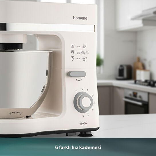 Homend Profashion 3063H Hamur Yoğurma Makinesi Krem 1500W 5L