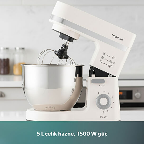 Homend Profashion 3063H Hamur Yoğurma Makinesi Krem 1500W 5L