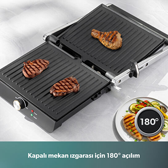 Homend Grilliant 1356H Inox Gövdeli Döküm Plakalı Tost ve Izgara Makinesi
