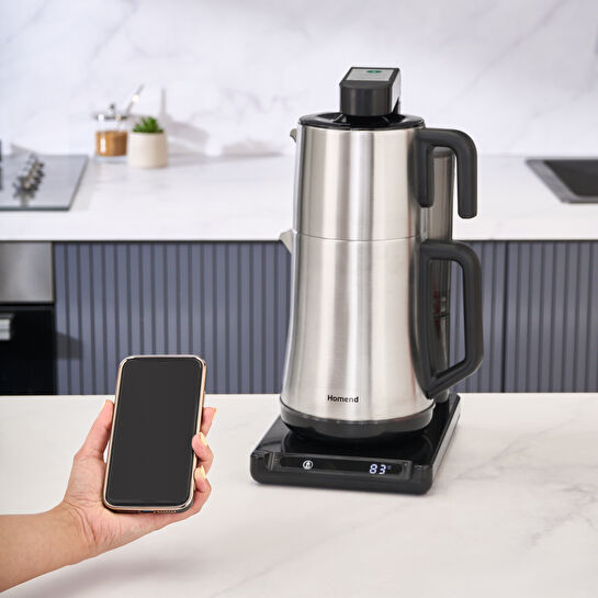 Homend Smart Royaltea Plus 1781H 2 in 1 Wifi Otomatik Çay ve Türk Kahve Makinesi Inox 