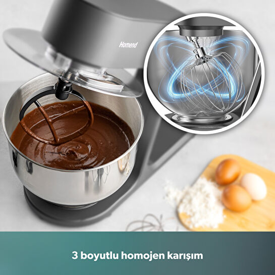 Homend Profashion 3023H Digital Ekran Döküm Hamur Yoğurma Makinesi Antrasit 1500W 5L