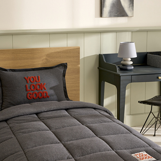 Karaca Home Motto Cotton Comfort Tek Kişilik Antrasit Uyku Seti