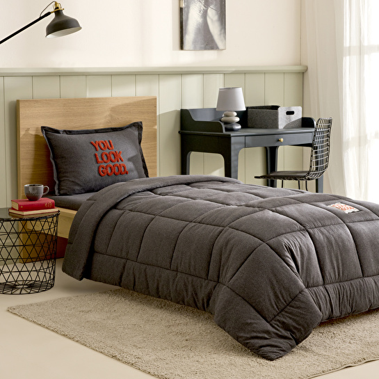 Karaca Home Motto Cotton Comfort Tek Kişilik Antrasit Uyku Seti