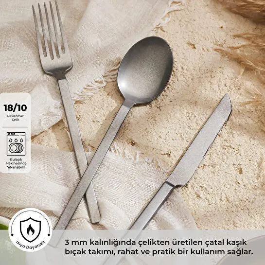 Emsan Artisan Storm 18 Parça 6 Kişilik Çatal Kaşık Bıçak Seti
