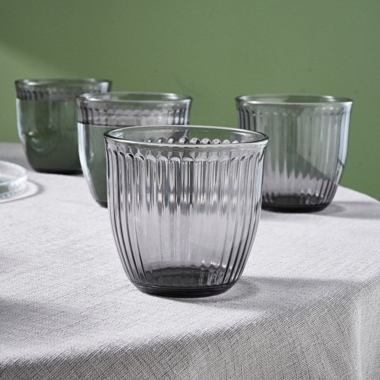 Karaca Gordes 6'lı Cam Su Bardağı 290 ml Antrasit