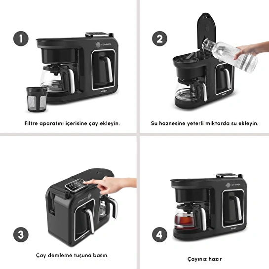 Karaca Hatır Plus Barista 6 in 1 Latte Cappuccino ve Közde Türk Kahve Makinesi Black Silver