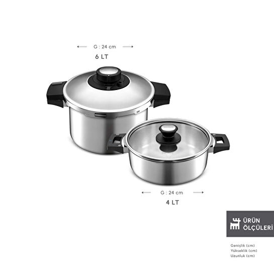 Karaca Quick and Safe İndüksiyon Tabanlı Düdüklü Tencere Seti 4+6 Lt