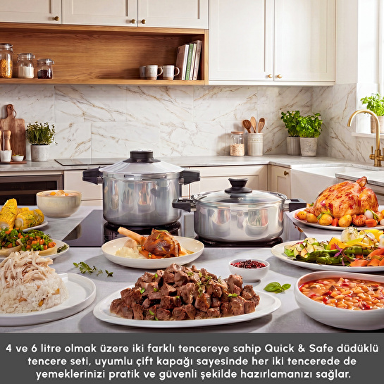 Karaca Quick and Safe İndüksiyon Tabanlı Düdüklü Tencere Seti 4+6 Lt