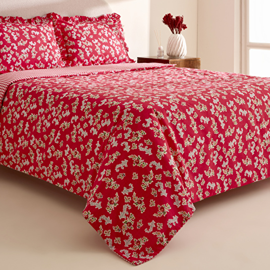 Karaca Home Carlo %100 Pamuk Çift Kişilik Nevresim Takımı Kırmızı