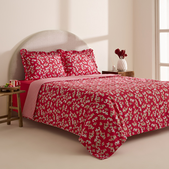 Karaca Home Carlo %100 Pamuk Çift Kişilik Nevresim Takımı Kırmızı