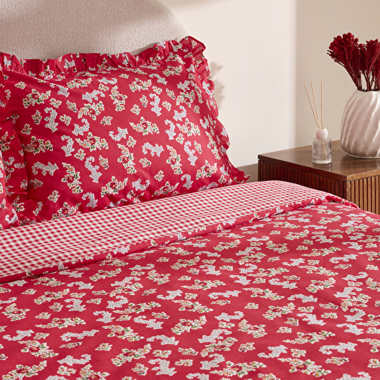 Karaca Home Carlo %100 Pamuk Tek Kişilik Nevresim Takımı Kırmızı 