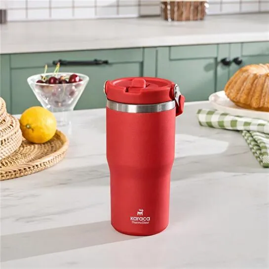 Karaca Star Ice Pipetli Çelik Sızdırmaz Termos Kırmızı 550 ml