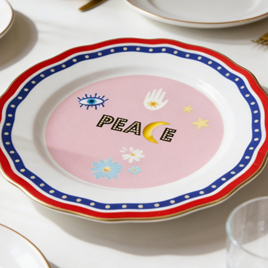 Baci Milano Mamma Mia Peace Çok Renkli Tabak 22 cm
