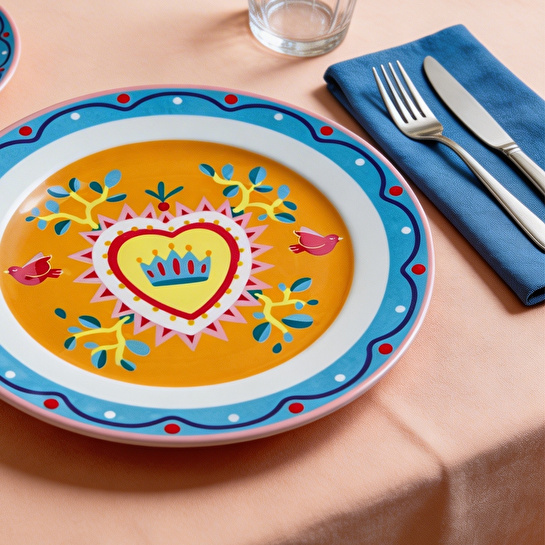 Baci Milano Mamma Mia 6'lı Kalp Desenli Tabak Seti 21,5 cm